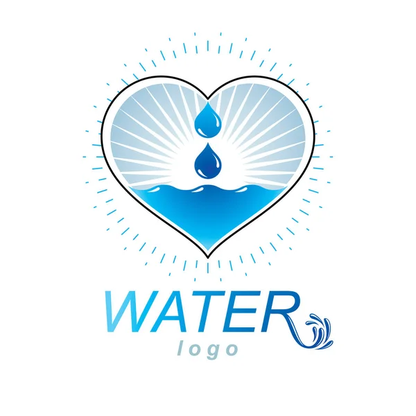 Oceaan Versheid Thema Vector Logo Water Zuivering Van Advertentie Mens — Stockvector