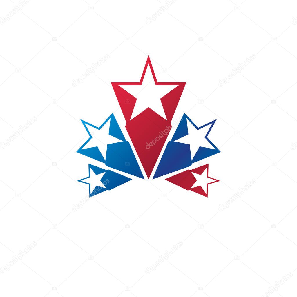 Military Star emblem. Heraldic vector design element, 5 stars guaranty insignia.  Retro style label, heraldry logo.
