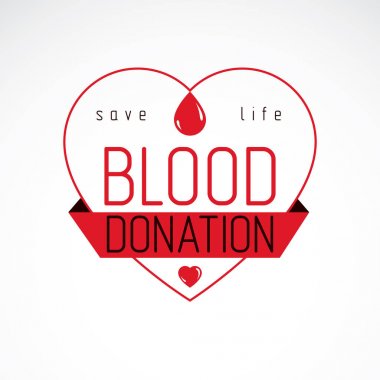 Kan bağışı kavramsal illüstrasyon. Dünya kan bağışı günü logosu.
