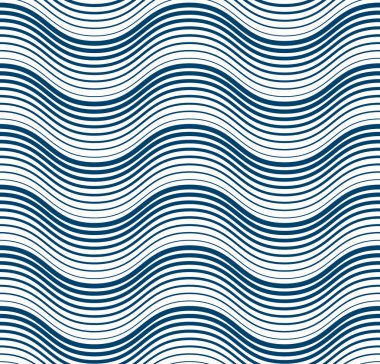 Su dalgaları pürüzsüz desen, vektör eğrisi çizgileri soyut tekrar kiremit arka plan, mavi renkli ritmik dalgalar.