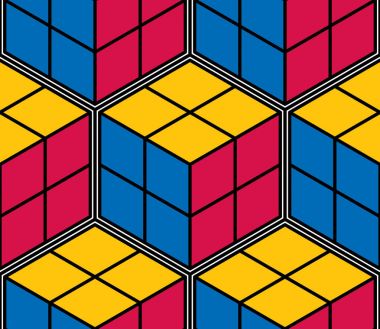 Geometrik küpler soyut dikişsiz desen, üç boyutlu vektör arkaplan. Teknoloji stili mühendislik çizgisi sonsuz çizimler yapıyor. Kumaş, duvar kağıdı, ambalaj, ağ ve baskı için kullanılabilir.