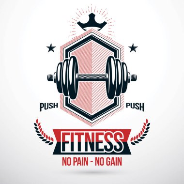 Vektör simge dumbbell ve royal crown, vücut geliştirme Şampiyonası sembolü ile oluşan