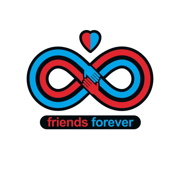 Αιώνια Φιλία Για Πάντα Φίλοι Δημιουργική Διάνυσμα Σύμβολο Απομονωθεί Λευκό — Διανυσματικό Αρχείο