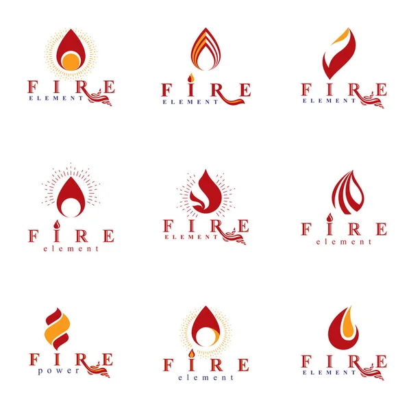 Ensemble Logos Feu Vectoriel Symboles Flamme Brûlante Chaud Mieux Pour — Image vectorielle