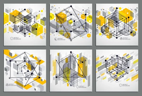 Conjunto Fondos Vectoriales Industriales Ingeniería Amarilla Plan Técnico Futuro Composición — Vector de stock