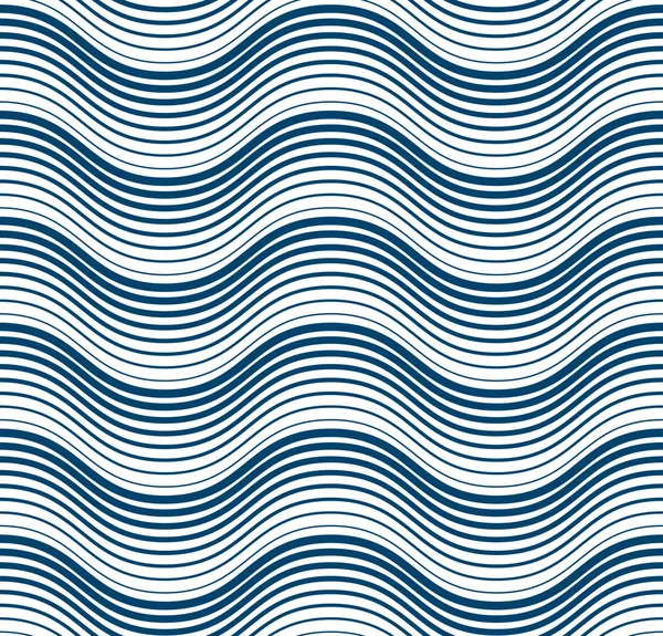 Watergolven Naadloos Patroon Vectorkromme Lijnen Abstract Herhaling Tegelachtergrond Blauw Gekleurde — Stockvector