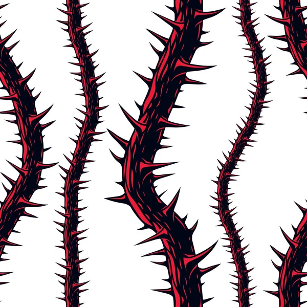 Τρόμος Τέχνη Στυλ Αδιάλειπτη Μοτίβο Διάνυσμα Φόντο Blackthorn Κλαδιά Αγκάθια — Διανυσματικό Αρχείο