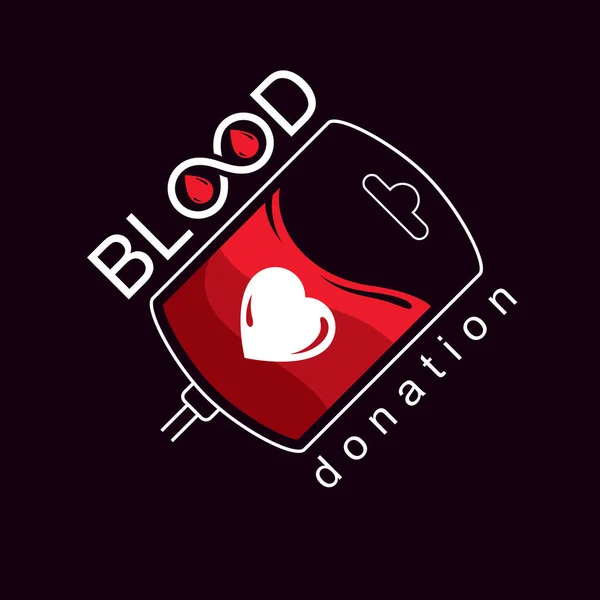 Ilustración Vectorial Bolsa Sangre Preparada Para Donación Sangre Logo Conceptual — Vector de stock