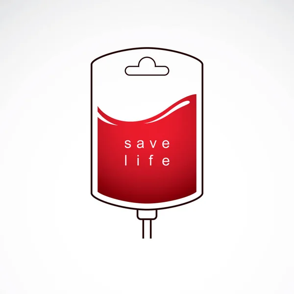 Vector Illustration Blood Bag Prepared Blood Donation Charity Volunteer Conceptual — Stock Vector