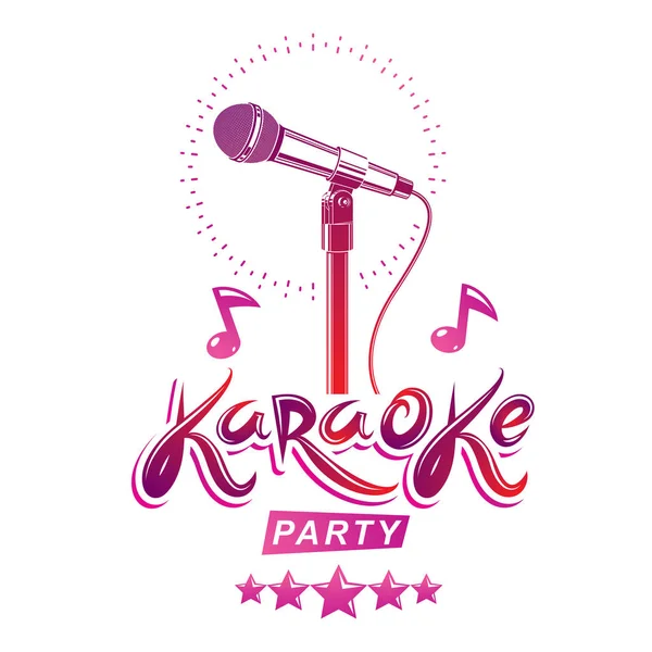 Karaoke Party Invitation Poster Live Music Vector Concert Advertising Leaflet — Stock Vector
