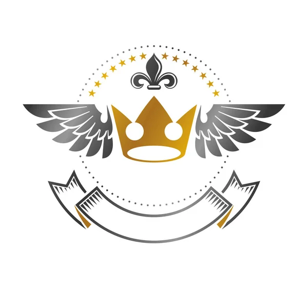 Kaiserliche Krone Emblem Wappen Vintage Vektor Logo Antikes Logo Isoliert — Stockvektor