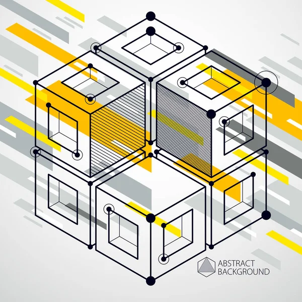 Vetor Geométrico Abstrato Fundo Amarelo Com Cubos Outros Elementos Composição — Vetor de Stock