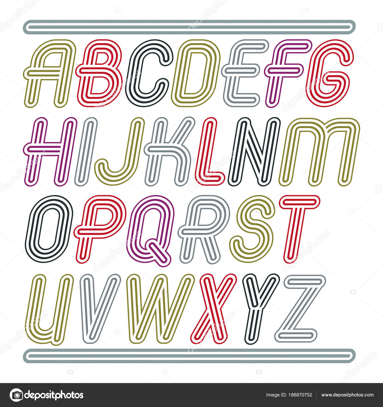 Vector Decorative Alphabet. Letters and Elements Stock Vector