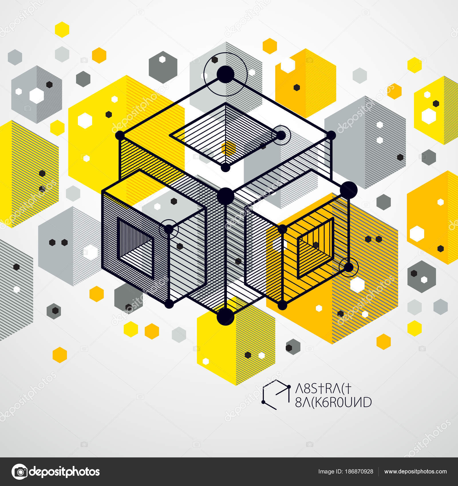 Carta Parati Vector Giallo Tecnologici Realizzato Con Cubi