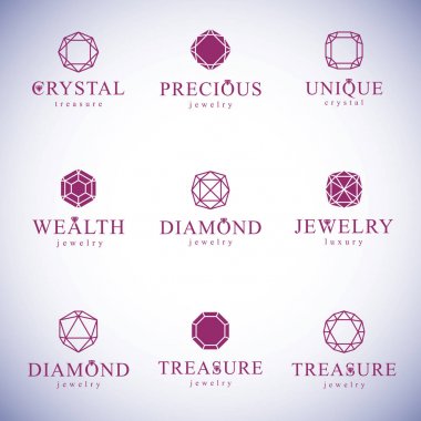 Vektör soyut geometrik şekiller lüks logo olarak kullanmak için en iyi dizi. Parlak takı işareti.