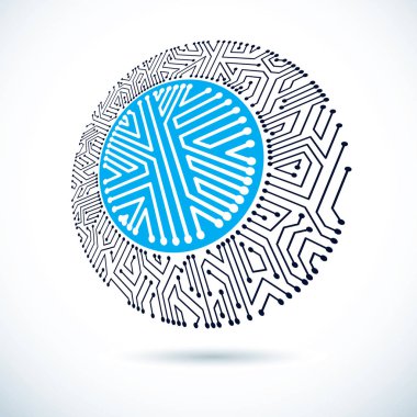 Dairesel devre kartlı vektör soyut teknoloji çizimi. Elektronik aygıtın yüksek teknoloji dijital şeması.