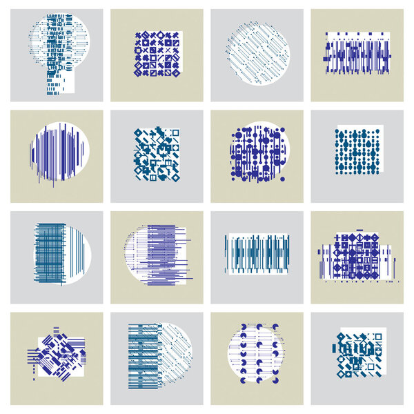 Abstract graphic arts set, vector geometric illustrations collection.