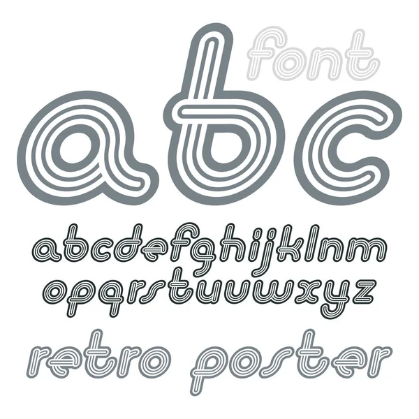 Vektor Retro Kleinbuchstaben Englisch Alphabet Buchstaben Abc Sammlung Coole Kursive — Stockvektor