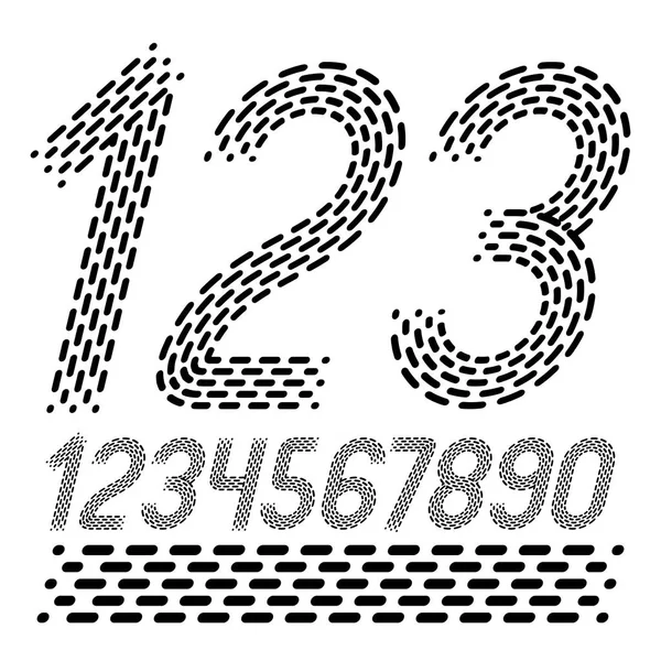Números Vectoriales Conjuntos Números Modernos Numeración Retro Cursiva Negrita Redondeada — Vector de stock