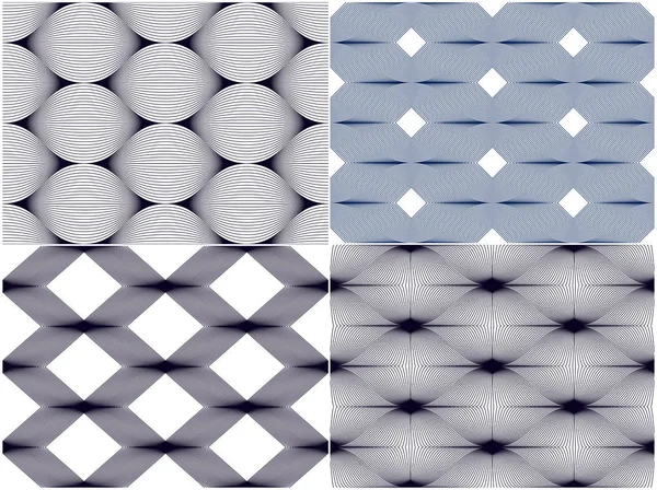 几何无缝图案集 抽象平铺背景集合 矢量重复无尽墙纸插图 波形曲线形状时髦的重复主题 — 图库矢量图片