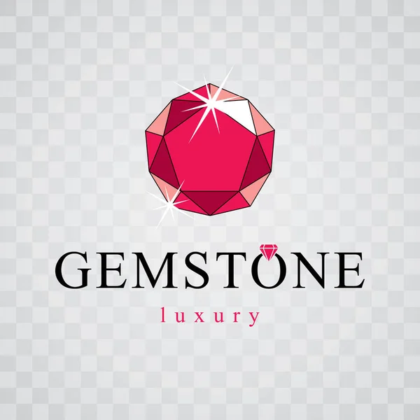 Vetor Elegante Gema Espumante Símbolo Pedra Preciosa Facetado Emblema Ilustração —  Vetores de Stock