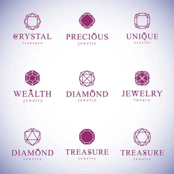 Vektör soyut geometrik şekiller lüks logo olarak kullanmak için en iyi dizi. Parlak takı işareti.