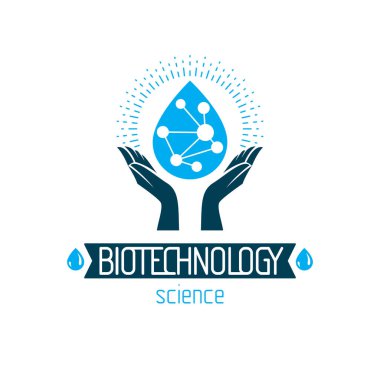 Molekül modeli holding şefkatli eller su düşüş yerleştirilir