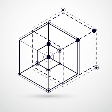 Küpleri, Altıgenler, kareler, dikdörtgenler ve soyut öğeler, soyut geometrik kompozisyon