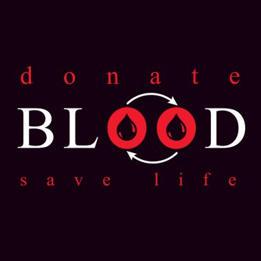 Kan bağışı kavramsal logosuna siyah arka plan