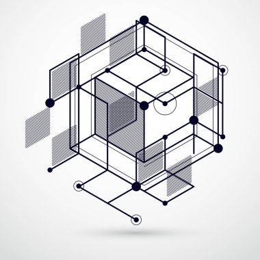 Küpleri, Altıgenler, kareler, dikdörtgenler ve soyut öğeler, soyut geometrik kompozisyon