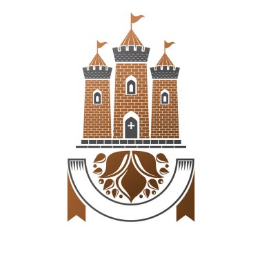 Beyaz arka plan üzerinde izole antik Fort amblemi