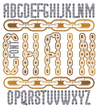 Çelik zincir bağlantı ile yaptı yaratıcı harfler kümesi