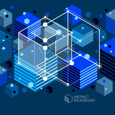 Küpleri, Altıgenler, kareler, dikdörtgenler ve soyut öğeler, soyut geometrik kompozisyon