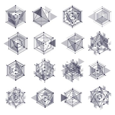 Basit geometrik şekiller ile soyut rakamlar kümesi