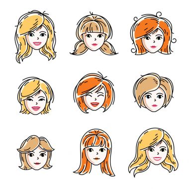 Kadınlar yüz farklı duygular ile ayarla