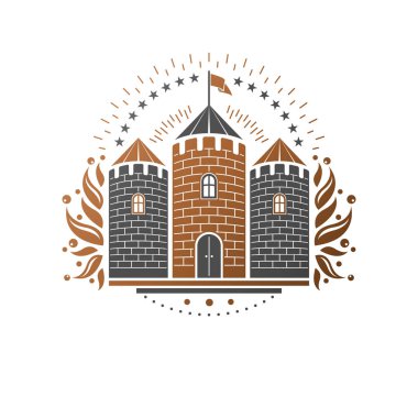 Beyaz arka plan üzerinde izole antik Fort amblemi