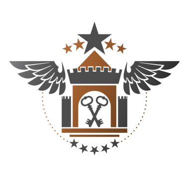 Beyaz arka plan üzerinde antik bastion amblemi