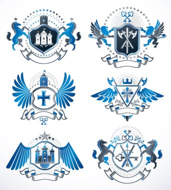 Hanedan dekoratif vintage tasarım öğeleri koleksiyonu