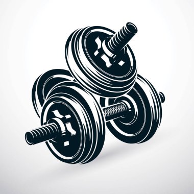 Beyaz arka plan üzerinde izole dumbbell simgesi