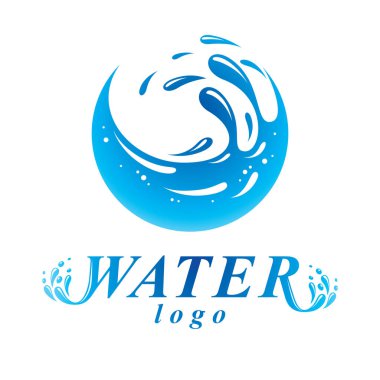 Deniz dalga splash sembolü beyaz arka plan üzerinde izole