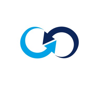 Beyaz arka plan üzerinde izole iki yön okları ile sonsuz döngü.