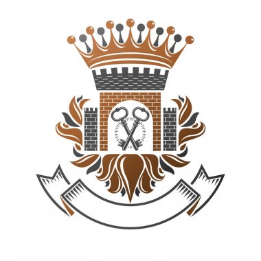 Beyaz arka plan üzerinde izole antik Fort amblemi