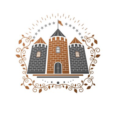 Beyaz arka plan üzerinde izole antik Fort amblemi