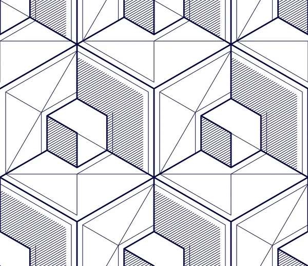 モノクローム幾何学抽象的なシームレスなパターン — ストックベクタ