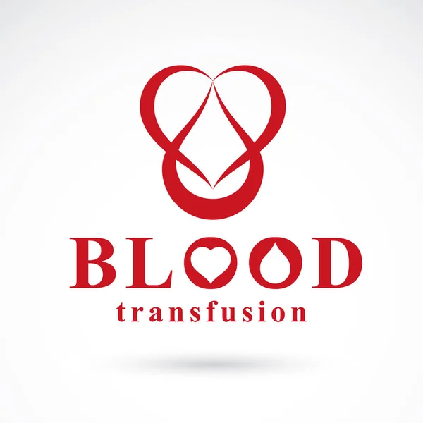 Blood Transfusion Conceptual Logo White Background — Stock Vector