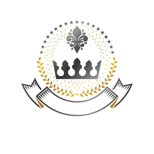 Royal Crown Embleem Geïsoleerd Witte Achtergrond — Stockvector
