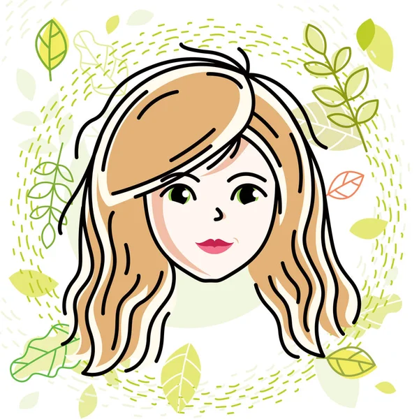 Blonde Female Face Positive Face Features — Stock Vector