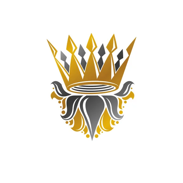 Emblema Corona Real Sobre Fondo Blanco — Vector de stock