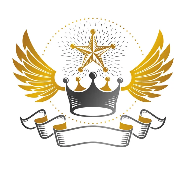 Emblema Corona Imperiale Isolato Sfondo Bianco — Vettoriale Stock