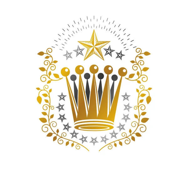 Beyaz Arka Plan Üzerinde Izole Imperial Crown Amblemi — Stok Vektör